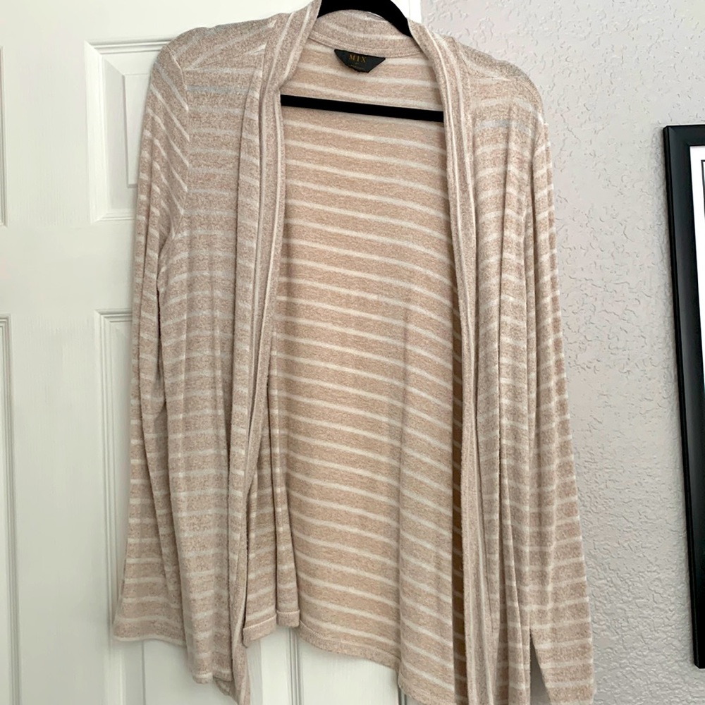 Cream / white striped cardigan from stitch fix